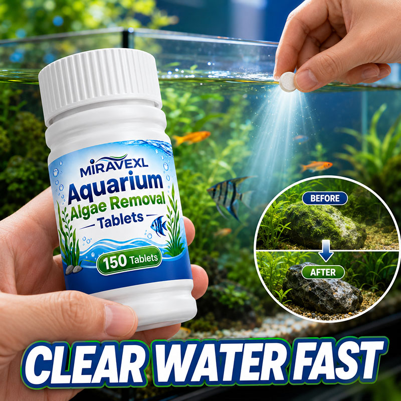 Marine Aquarium Bacteria - เม็ดกำจัดตะไคร่น้ำในตู้ปลา MIRAVEXL 150 เม็ด, ยาฆ่าตะไคร่น้ำที่ปลอดภัย, ช่วยให้น้ำใสขึ้นอย่างรวดเร็วสำหรับปลาในน้ำจืดและพืชน้ำ
