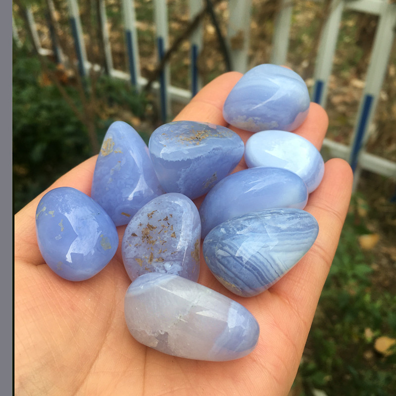 Marine Aquarium Gravel - 100G ธรรมชาติคริสตัล Blue Lace Agate หินควอตซ์กรวด